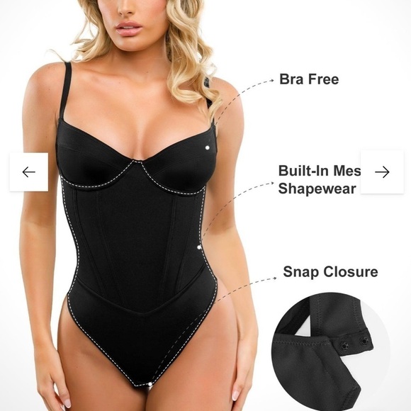 POPILUSH Shapewear Bodysuit Corset Style Thong - NWT - Picture 3 of 8